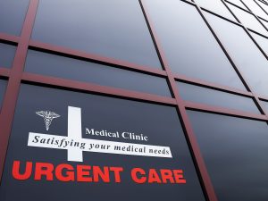 Urgent care building and signage