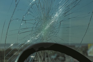 Broken car windshield